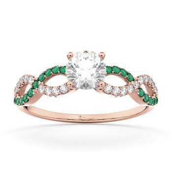 Infinity Diamond & Emerald Engagement Ring in 14k Rose Gold (0.21ct)