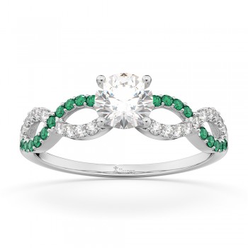 Infinity Diamond & Emerald Engagement Ring in 14k White Gold (0.21ct)