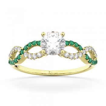 Infinity Diamond & Emerald Engagement Ring in 14k Yellow Gold (0.21ct)