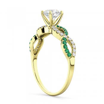 Infinity Diamond & Emerald Engagement Ring in 14k Yellow Gold (0.21ct)