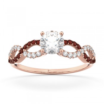 Infinity Diamond & Garnet Engagement Ring in 14k Rose Gold (0.21ct)