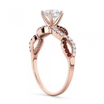 Infinity Diamond & Garnet Engagement Ring in 14k Rose Gold (0.21ct)