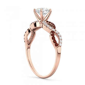 Infinity Diamond & Garnet Engagement Ring in 14k Rose Gold (0.21ct)