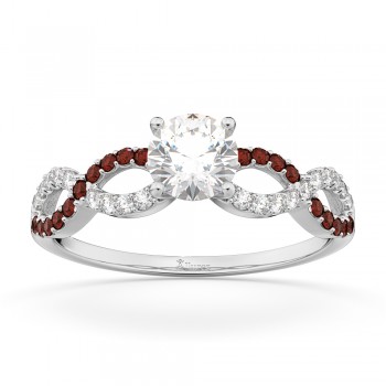 Infinity Diamond & Garnet Engagement Ring in 14k White Gold (0.21ct)