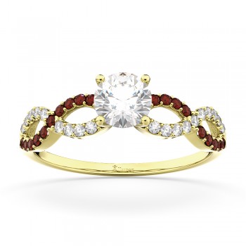 Infinity Diamond & Garnet Engagement Ring in 14k Yellow Gold (0.21ct)
