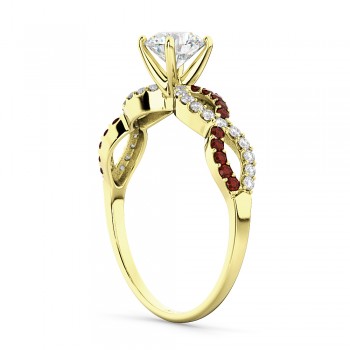 Infinity Diamond & Garnet Engagement Ring in 14k Yellow Gold (0.21ct)