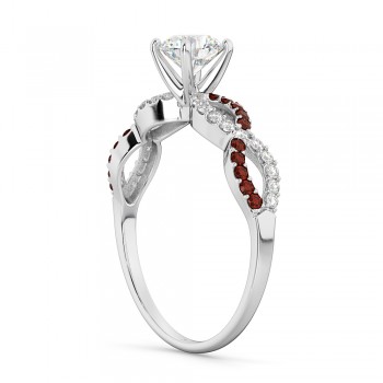 Infinity Diamond & Garnet Engagement Ring in 18k White Gold (0.21ct)