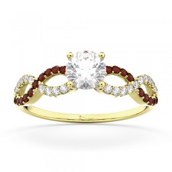 Infinity Diamond & Garnet Engagement Ring in 18k Yellow Gold (0.21ct)