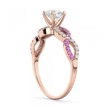 Infinity Diamond & Pink Sapphire Engagement Ring 18k Rose Gold 0.21ct