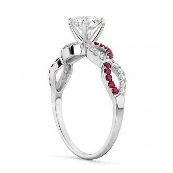 Infinity Diamond & Ruby Gemstone Engagement Ring 14K White Gold 0.21ct