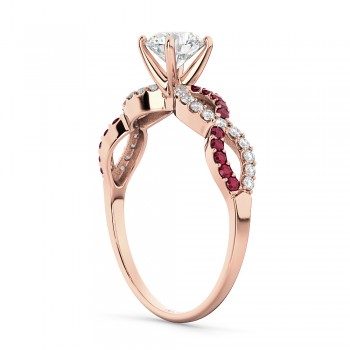 Infinity Diamond & Ruby Gemstone Engagement Ring 18k Rose Gold 0.21ct