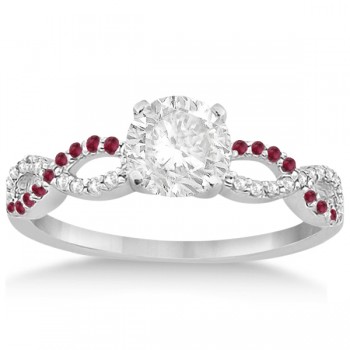 Infinity Diamond & Ruby Gemstone Engagement Ring Platinum 0.21ct