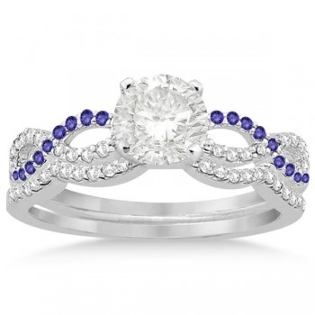 Infinity Diamond & Tanzanite Engagement Ring Set 18k White Gold 0.34ct