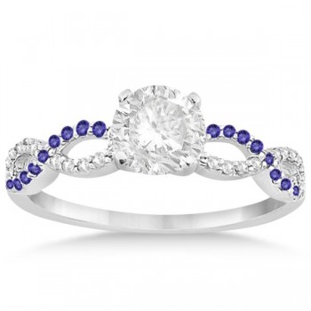 Infinity Diamond & Tanzanite Engagement Ring Set 18k White Gold 0.34ct