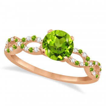 Diamond & Peridot Infinity Style Bridal Set 18k Rose Gold 1.89ct