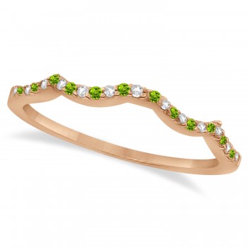 Diamond & Peridot Contour Wedding Band 14K Rose Gold 0.24ct