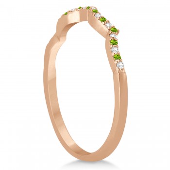 Diamond & Peridot Contour Wedding Band 14K Rose Gold 0.24ct