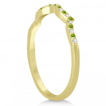 Diamond & Peridot Contour Wedding Band 14K Yellow Gold 0.24ct