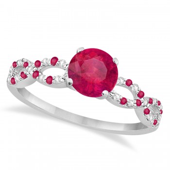 Infinity Style Preset Ruby & Diamond Bridal Set 14k White Gold 1.29ct