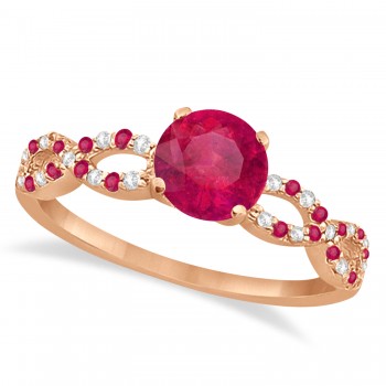 Ruby & Diamond Infinity Style Bridal Set 18k Rose Gold 1.69ct