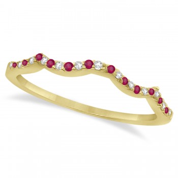 Diamond & Ruby Contour Wedding Band 14K Yellow Gold 0.24ct