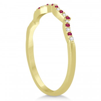 Diamond & Ruby Contour Wedding Band 14K Yellow Gold 0.24ct