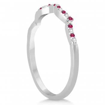 Diamond & Ruby Contour Wedding Band 18k White Gold 0.24ct