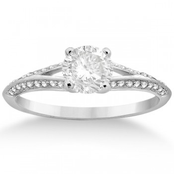 Knife Edge Diamond Engagement Ring 14k  White Gold Setting (0.18ct)