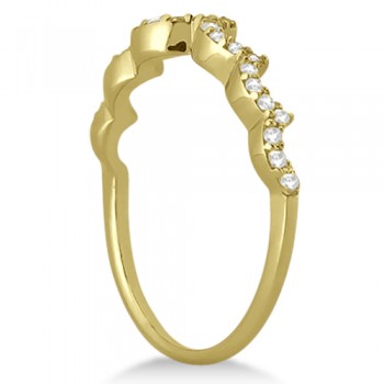 Heart Shape Contoured Diamond Wedding Ring 14k Yellow Gold (0.20ct)