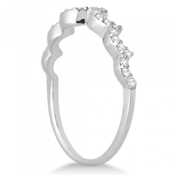Heart Shape Contoured Diamond Wedding Ring 18k White Gold (0.20ct)