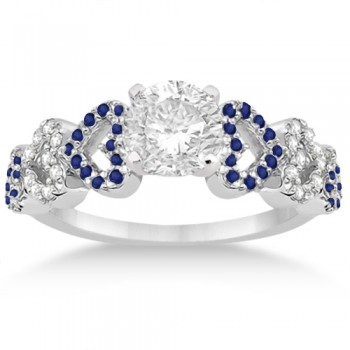 Blue Sapphire & Diamond Heart Engagement Ring 14k White Gold (0.30ct)