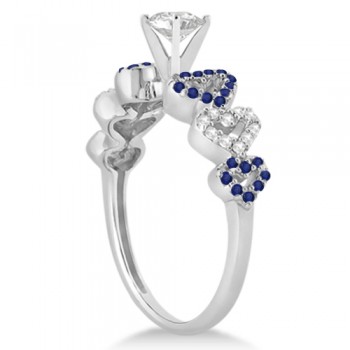 Blue Sapphire & Diamond Heart Engagement Ring 14k White Gold (0.30ct)