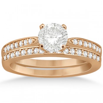 Petite Half-Eternity Diamond Bridal Set in 18k Rose Gold (0.31ct)