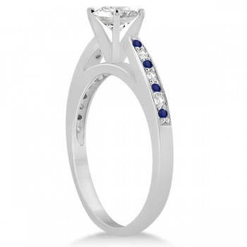 Cathedral Blue Sapphire Diamond Engagement Ring 14k White Gold 0.26ct