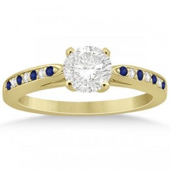 Cathedral Blue Sapphire Diamond Engagement Ring 14k Yellow Gold 0.26ct