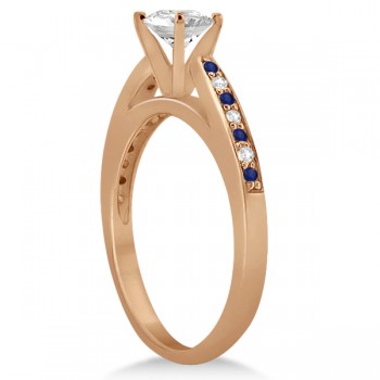 Cathedral Blue Sapphire Diamond Engagement Ring 18k Rose Gold 0.26ct