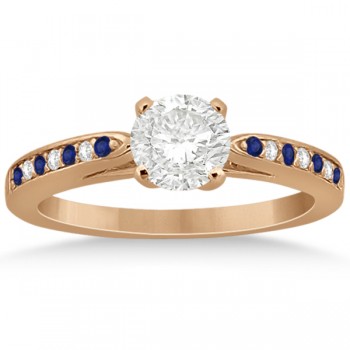 Blue Sapphire & Diamond Engagement Ring Set 14k Rose Gold (0.55ct)