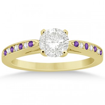 Amethyst & Diamond Engagement Ring 14k Yellow Gold 0.26ct