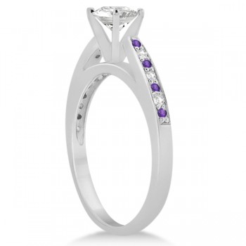 Amethyst & Diamond Engagement Ring Set 14k White Gold (0.55ct)