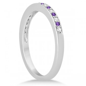 Amethyst & Diamond Wedding Ring Band Palladium 0.29ct