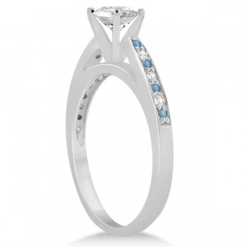 Aquamarine & Diamond Engagement Ring 14k White Gold 0.26ct