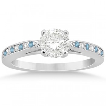 Aquamarine & Diamond Engagement Ring Set 14k White Gold (0.55ct)