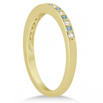 Aquamarine & Diamond Wedding Band 14k Yellow Gold 0.29ct