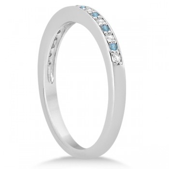 Aquamarine & Diamond Wedding Band Platinum 0.29ct