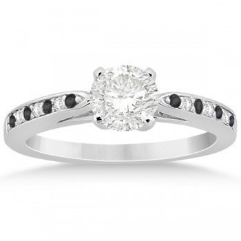 Black & White Diamond Engagement Ring Set 18k White Gold (0.55ct)
