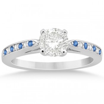 Blue Topaz & Diamond Engagement Ring 14k White Gold 0.26ct