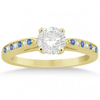 Blue Topaz & Diamond Engagement Ring 14k Yellow Gold 0.26ct