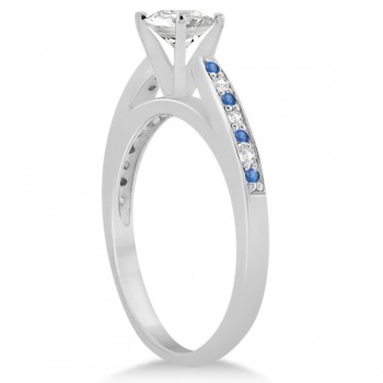 Blue Topaz & Diamond Engagement Ring Palladium 0.26ct
