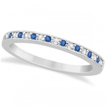 Blue Topaz & Diamond Wedding Band 14k White Gold 0.29ct