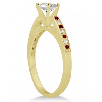 Garnet & Diamond Engagement Ring 14k Yellow Gold 0.26ct